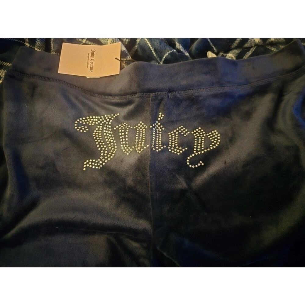 Juicy Couture Bling Navy Blue Velour Rhinestone Tracksuit Pants Size XL. NWT